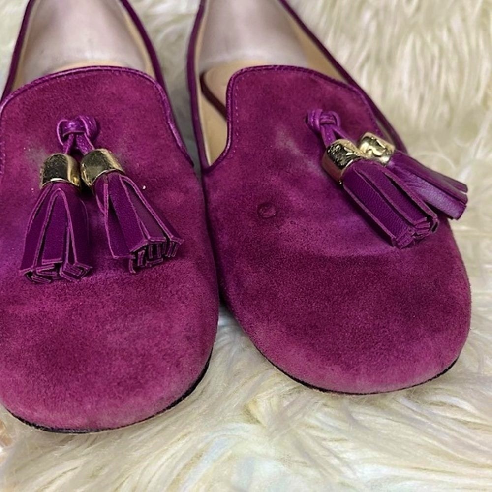 Vero Cuoio Purple Red Suede Slip On Flats with Tasle​​​ - Picture 8 of 15